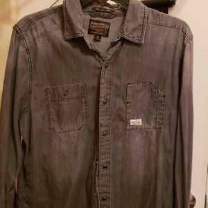 Mens long sleeve gray denim button down